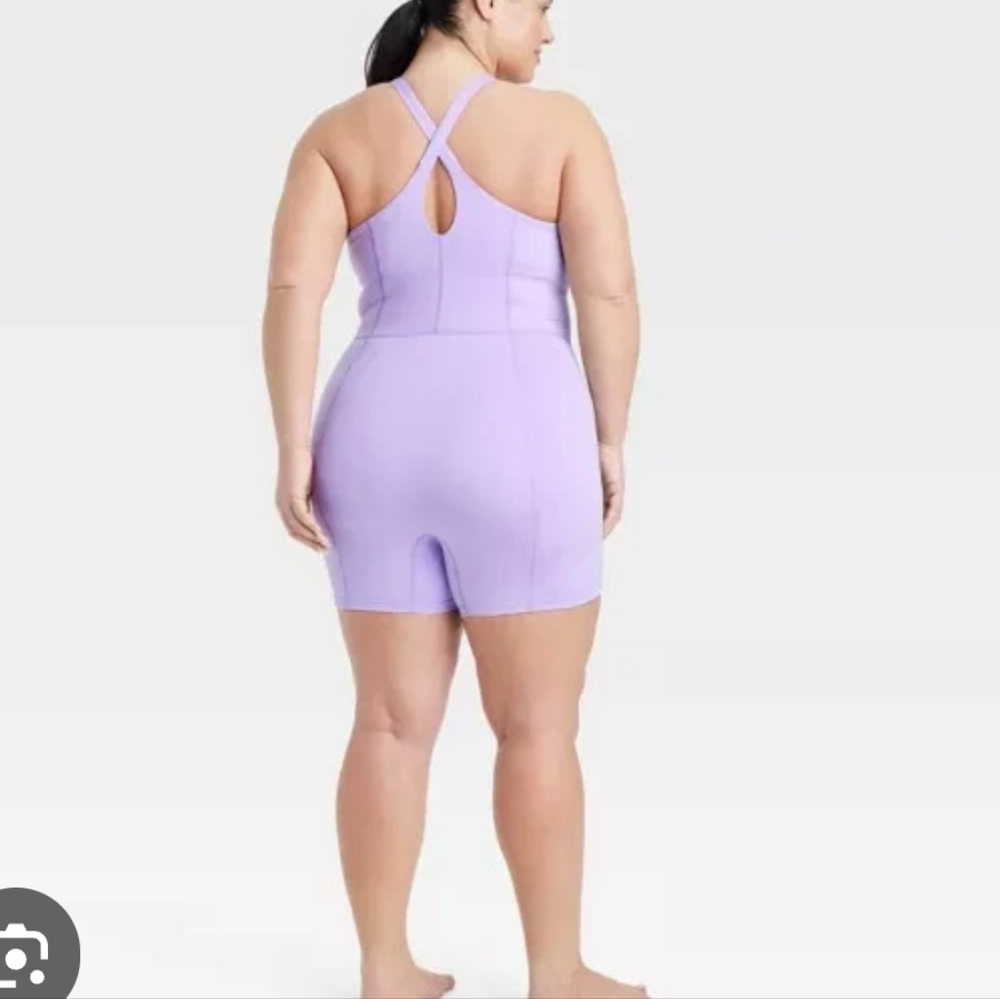 All in Motion Lavender Tank Unitard/ Romper Shorts+tank+ Bra Plus Size 4x - Picture 6 of 6